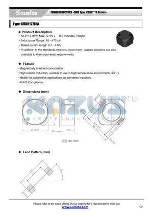 CDRH127C/ANP-100M datasheet - POWER INDUCTORS