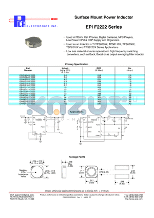 EPI100132F2222 datasheet - Surface Mount Power Inductor