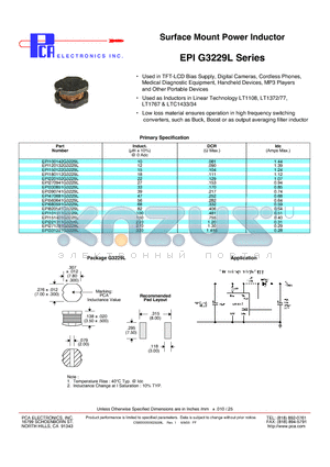 EPI180112G3229L datasheet - Surface Mount Power Inductor