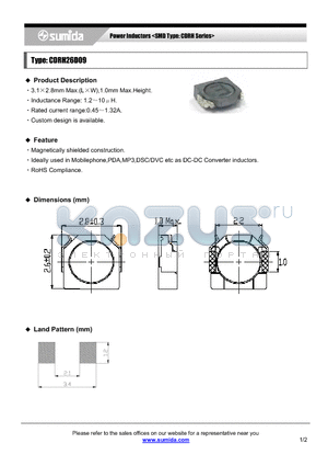 CDRH26D09NP-8R2P datasheet - Power Inductors