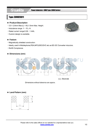 CDRH26D11NP-120P datasheet - Power Inductors