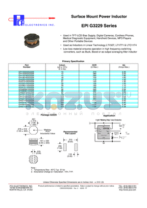 EPI180162G3229 datasheet - Surface Mount Power Inductor