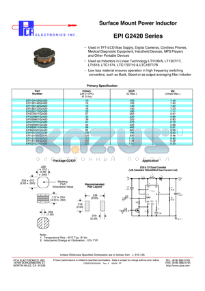 EPI220112G2420 datasheet - Surface Mount Power Inductor