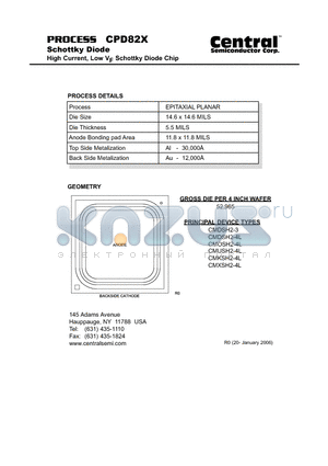 CPD82X datasheet - Schottky Diode High Current, Low VF Schottky Diode Chip