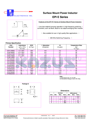EPI180392E datasheet - Surface Mount Power Inductor