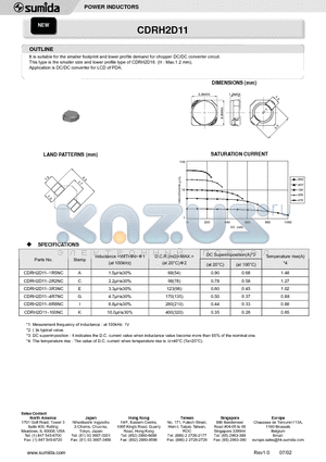 CDRH2D11-100NC datasheet - POWER INDUCTORS