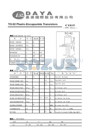 C1815 datasheet - TO-92 Plastic-Encapsulate Transistors
