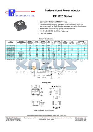 EPI221181B20 datasheet - Surface Mount Power Inductor