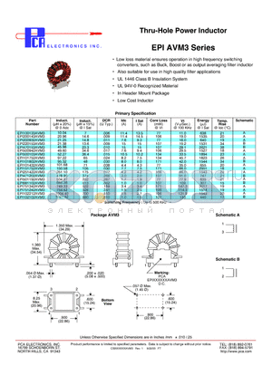 EPI251422AVM3 datasheet - Thru-Hole Power Inductor