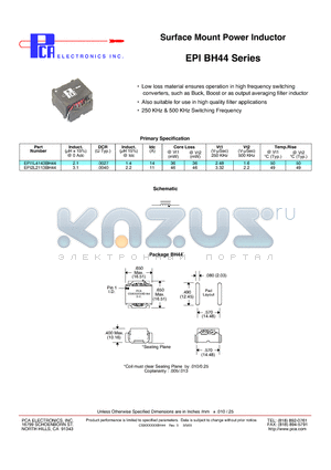 EPI2L2113BH44 datasheet - Surface Mount Power Inductor