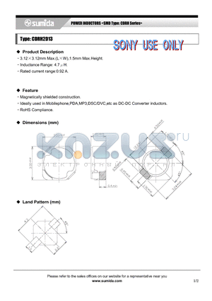 CDRH2D13NP-4R7MB datasheet - POWER INDUCTORS