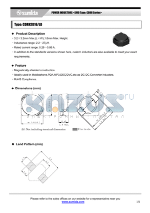 CDRH2D16LDNP-2R2N datasheet - POWER INDUCTORS