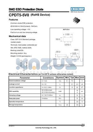 CPDT5-5V0 datasheet - SMD ESD Protection Diode