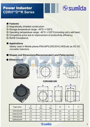 CDRH30D16RNP-330MC datasheet - Power Inductor