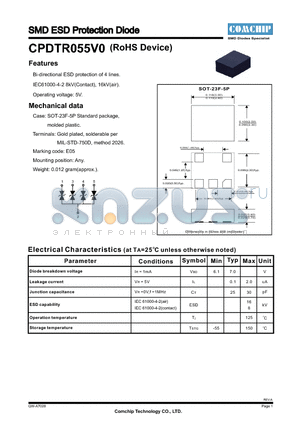 CPDTR055V0 datasheet - SMD ESD Protection Diode
