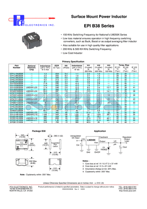 EPI3L0662B38 datasheet - Surface Mount Power Inductor