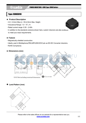 CDRH3D18NP datasheet - POWER INDUCTORS <SMD Type: CDRH Series>