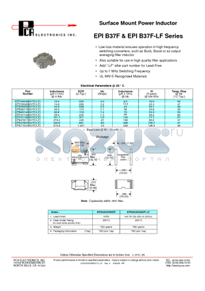 EPI560172B37F-LF datasheet - Surface Mount Power Inductor