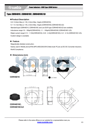 CDRH4D18CLDNP-101P datasheet - Power Inductors