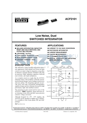 ACF2101BP datasheet - Low Noise, Dual SWITCHED INTEGRATOR