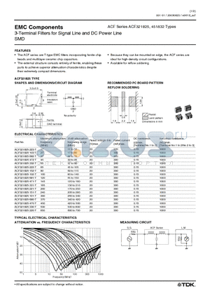 ACF321825-103-T datasheet - 3-Terminal Filters for Signal Line and DC Power Line SMD