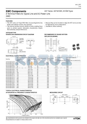 ACF451832 datasheet - 3-Terminal Filters for Signal Line and DC Power Line SMD