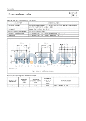 CPH-E7-1S-10P datasheet - E cores and acces sories