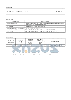 CPH-EFD15-1S-8PD-Z datasheet - EFD cores and acces sories