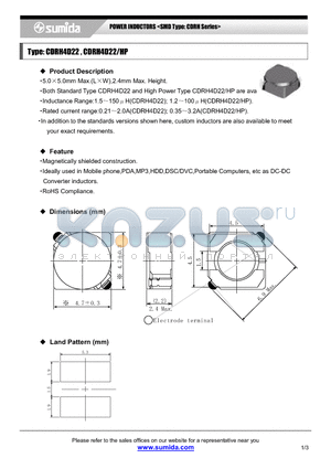 CDRH4D22NP-1R8N datasheet - POWER INDUCTORS