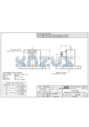 250-253-G3 datasheet - OUTLINE, WRD250 W/G-COAX ADAPTER, TYPE-N