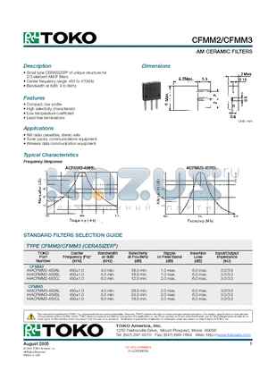 ACFMM2-450BL datasheet - AM CERAMIC FILTERS