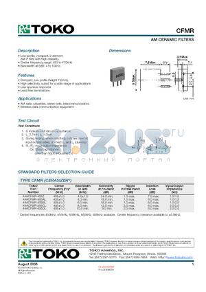 ACFMR-455AL datasheet - AM CERAMIC FILTERS