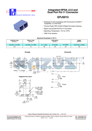 EPJ5013 datasheet - Integrated HPNA v2.0 and Dual Port RJ-11 Connector