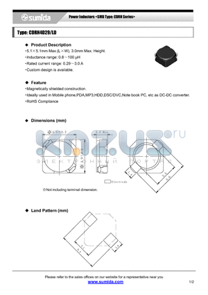 CDRH4D29LDNP-1R5P datasheet - Power Inductors