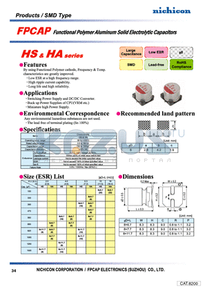 FP-010ME151M-HSR datasheet - FUNCTIONALA POLYMER ALUMINUM SOLID ELECTROLYTIC CAPACITORS