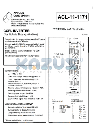 ACL-11-1171 datasheet - CCFL INVERTER