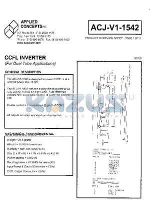 ACJ-V1-1542 datasheet - CCFL INVERTER