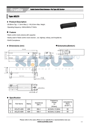 ACL27J-60K datasheet - Radio Control Clock Antenna