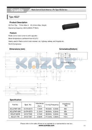 ACL27NP-40K datasheet - Radio Control Clock Antenna