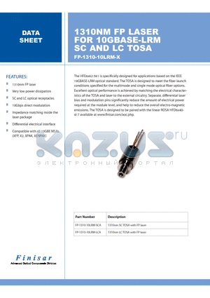 FP-1310-10LRM-LCA datasheet - 1310nm SC TOSA with FP laser