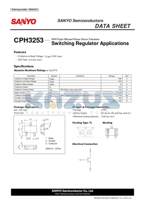 CPH3253 datasheet - NPN Triple Diffused Planar Silicon Transistor Switching Regulator Applications