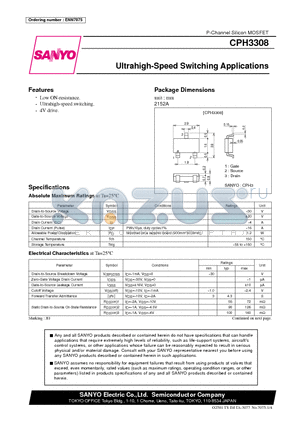 CPH3308 datasheet - Ultrahigh-Speed Switching Applications