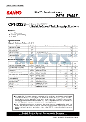 CPH3323 datasheet - Ultrahigh-Speed Switching Applications