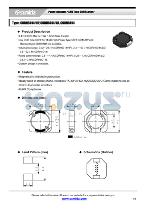 CDRH5D14 datasheet - Power Inductors