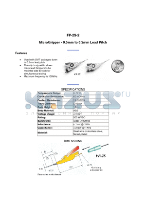 FP-2S-2 datasheet - MicroGripper - 0.5mm to 0.2mm Lead Pitch