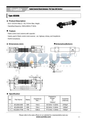 ACL80A datasheet - Radio Control Clock Antenna