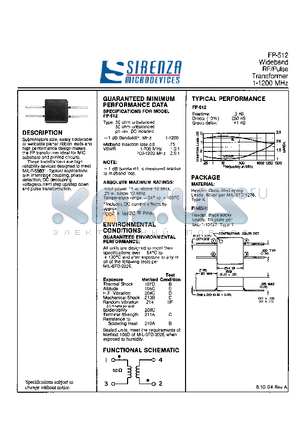 FP-512 datasheet - Wideband RF/Pulse Transformer 1-1200 MHz