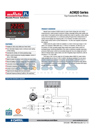 ACM20-4-AC1-R-C datasheet - Four-Function AC Power Meters