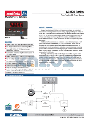 ACM20-4-AC1-R-C datasheet - Four-Function AC Power Meters