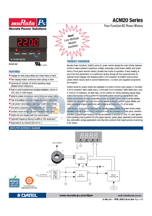 ACM20-2-AC1-R-F-C datasheet - Four-Function AC Power Meters